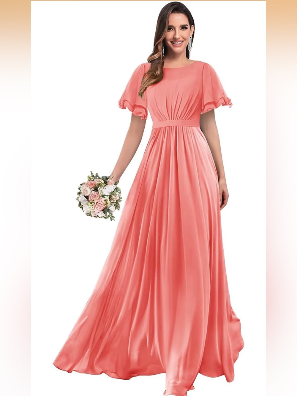 NEW Mollyevers | Modest Chiffon Bridesmaid Dresses with Sleeves Long Formal 12